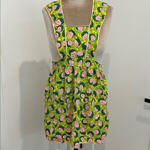 70’s Vintage Kitchen Smock Apron Pink Rose Graphic | OS